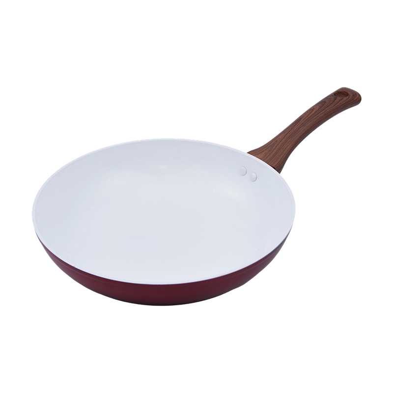 Smeden aluminium fry pan mei wite keramyk