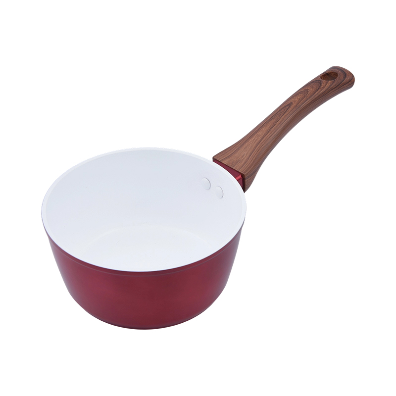 Smeden aluminium saus pan mei wite keramyk