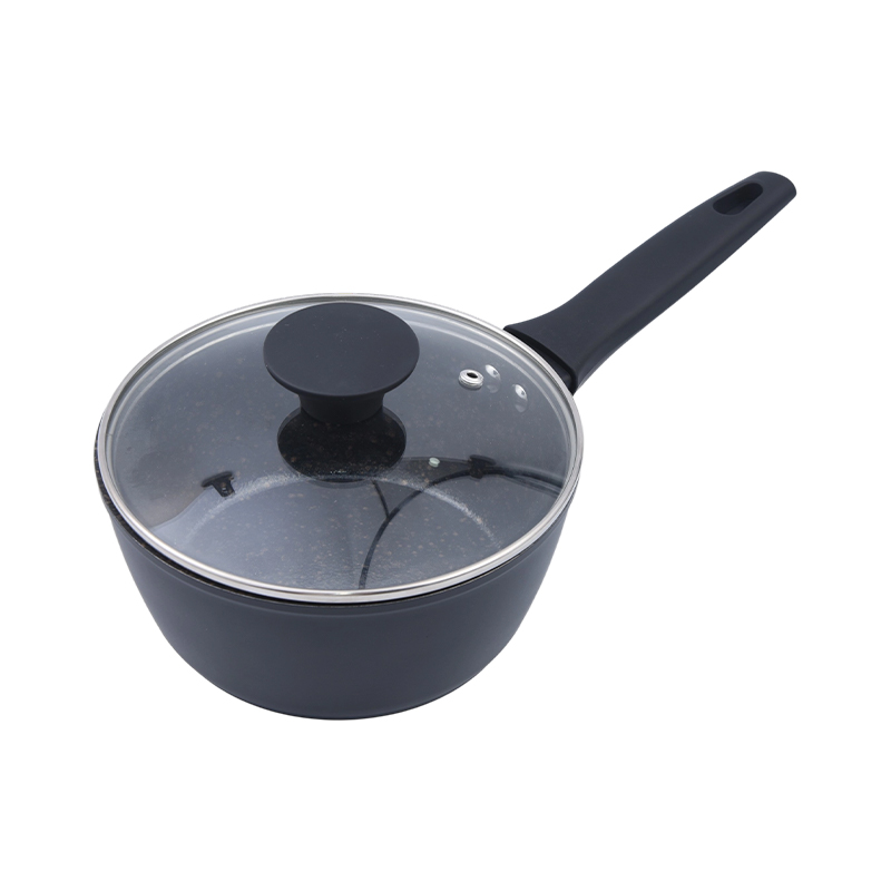 Smeden aluminium saus pan mei swarte gouden marmeren keramyske coating