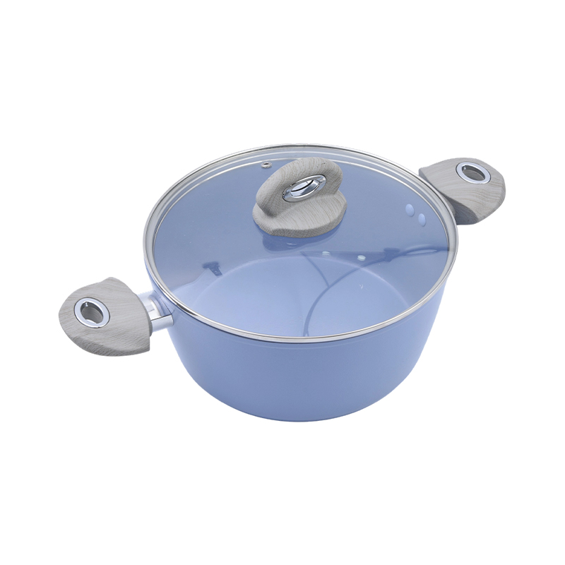 Smeden aluminium casserole mei blauwe keramyske coating