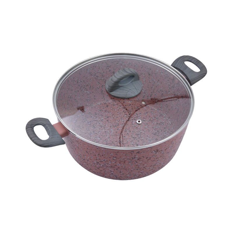 Smeden aluminium casserole mei roze graniten