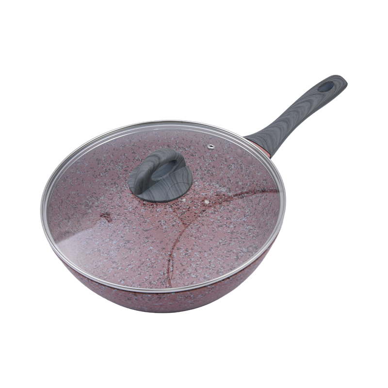 Smeden aluminium Cookware Set mei Pink Granite Nonstick Coating