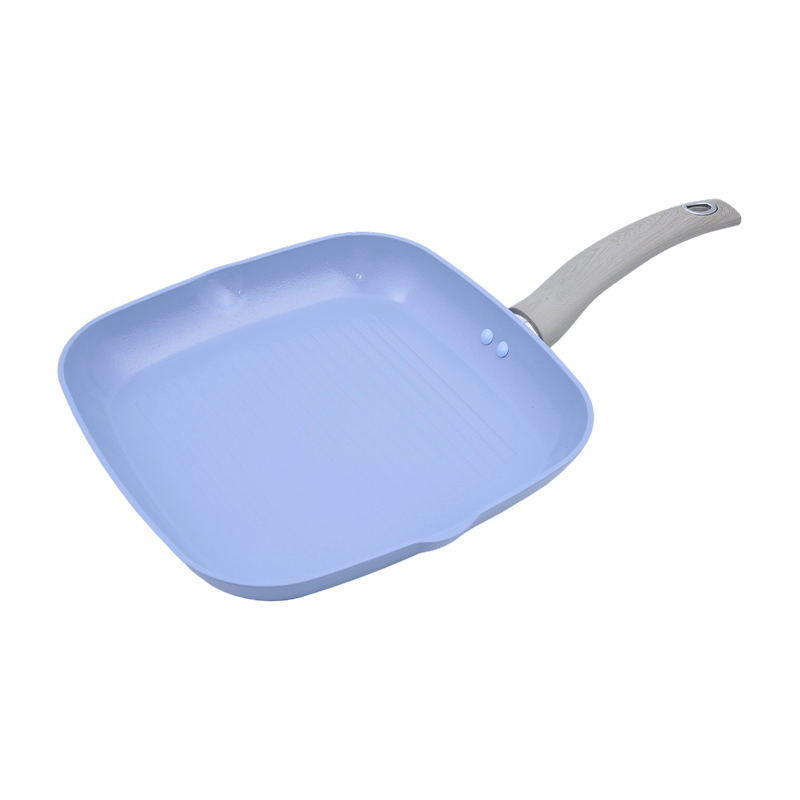 Smeden aluminium grillpanne mei blauwe keramyske coating